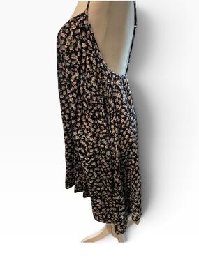 Volcom Women's Black Floral Adjustable Straps Dress/Cover Up